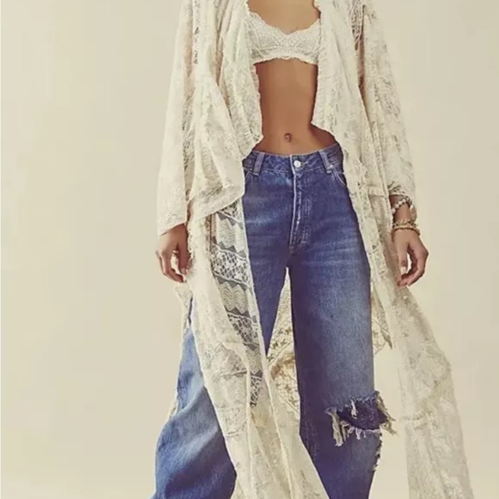 Free People Lace Kimono Cardigan